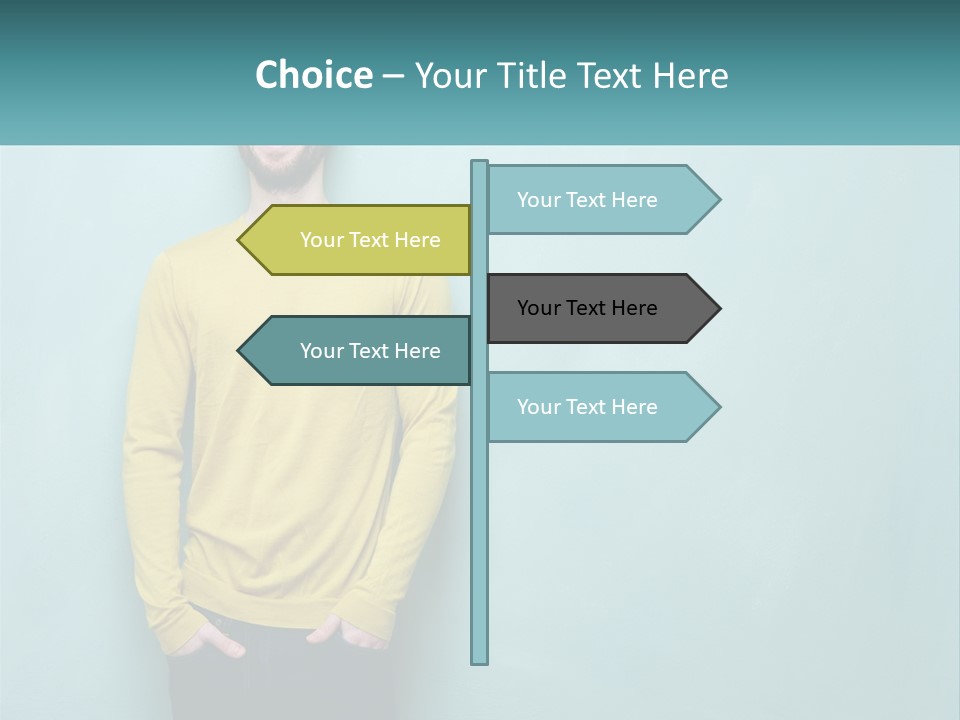 A Man Standing In Front Of A Blue Wall With His Hands In His Pockets PowerPoint Template