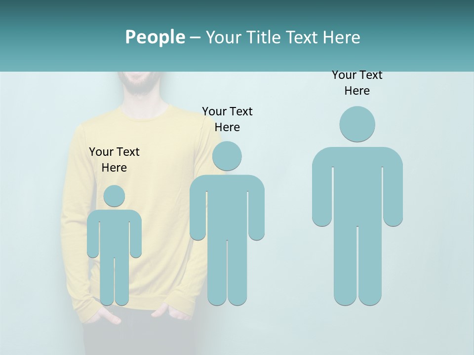 A Man Standing In Front Of A Blue Wall With His Hands In His Pockets PowerPoint Template