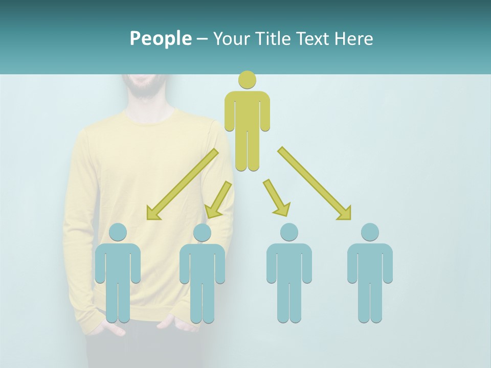 A Man Standing In Front Of A Blue Wall With His Hands In His Pockets PowerPoint Template