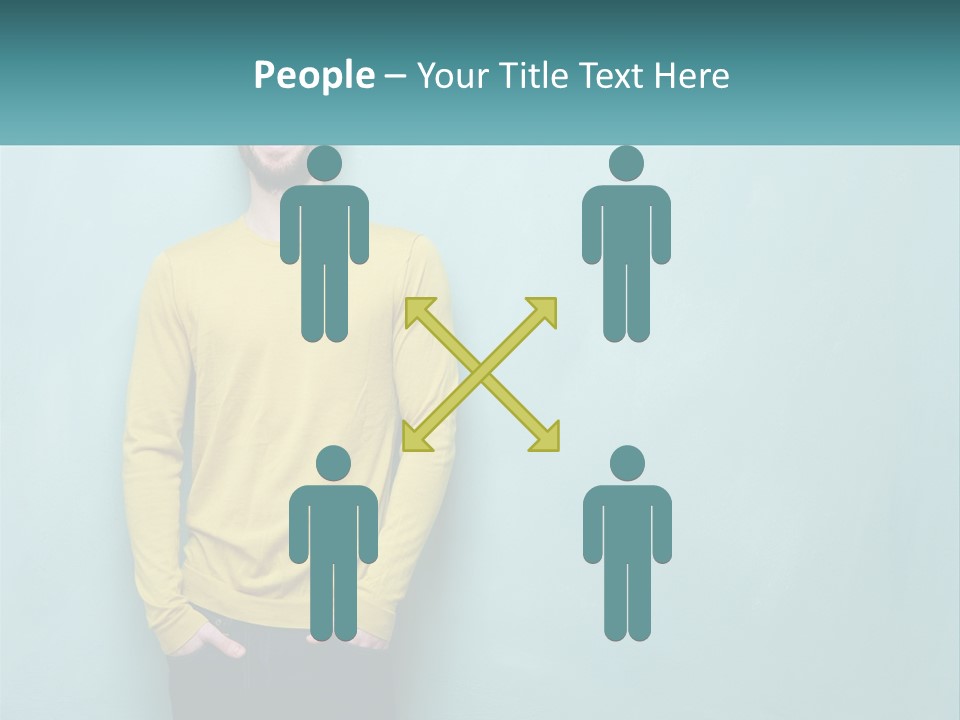 A Man Standing In Front Of A Blue Wall With His Hands In His Pockets PowerPoint Template