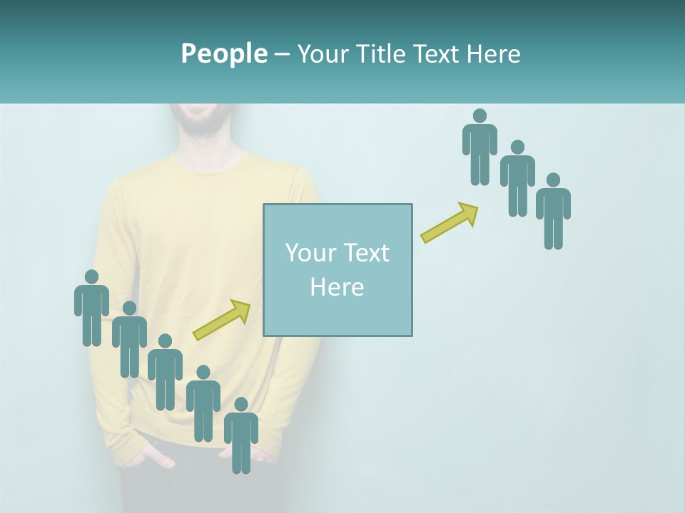 A Man Standing In Front Of A Blue Wall With His Hands In His Pockets PowerPoint Template