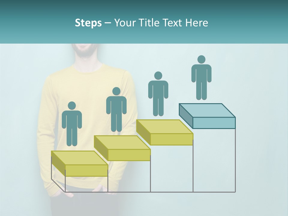 A Man Standing In Front Of A Blue Wall With His Hands In His Pockets PowerPoint Template