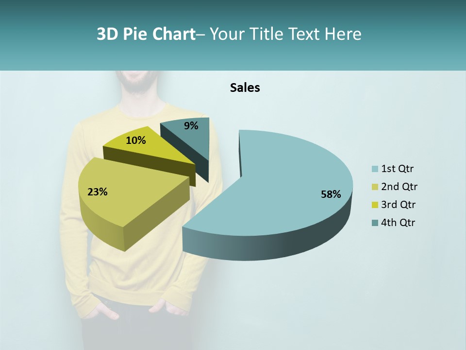 A Man Standing In Front Of A Blue Wall With His Hands In His Pockets PowerPoint Template