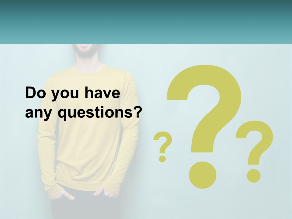 A Man Standing In Front Of A Blue Wall With His Hands In His Pockets PowerPoint Template