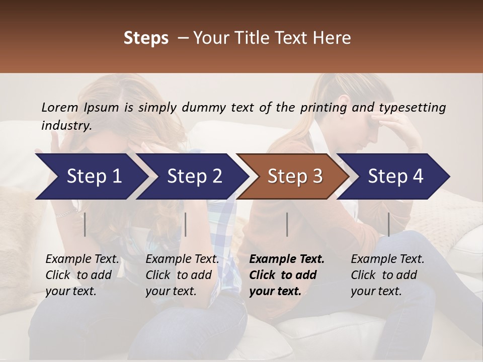 Two Women Sitting On A Couch With Their Hands On Their Head PowerPoint Template