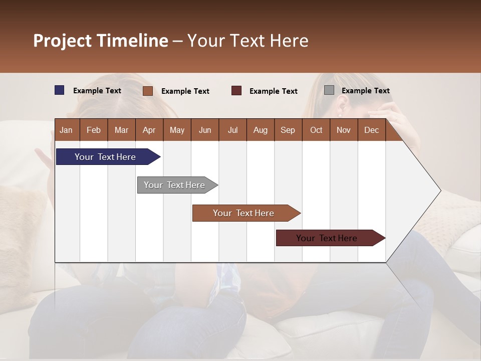 Two Women Sitting On A Couch With Their Hands On Their Head PowerPoint Template