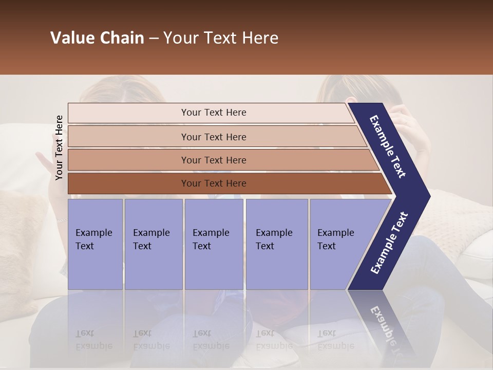 Two Women Sitting On A Couch With Their Hands On Their Head PowerPoint Template