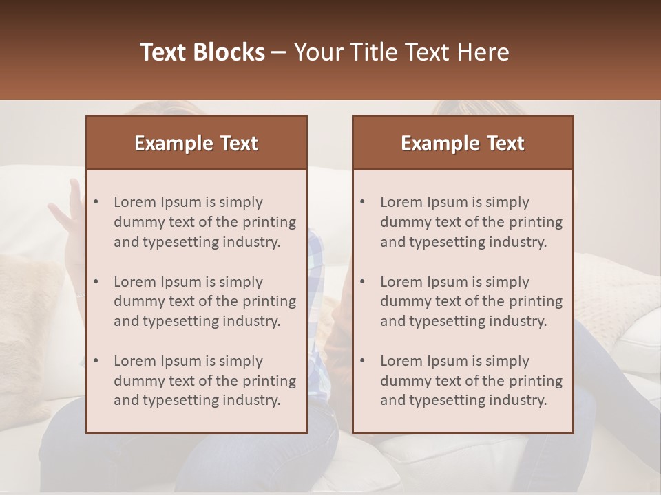 Two Women Sitting On A Couch With Their Hands On Their Head PowerPoint Template