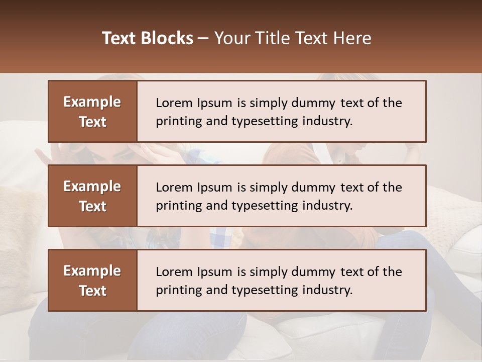 Two Women Sitting On A Couch With Their Hands On Their Head PowerPoint Template