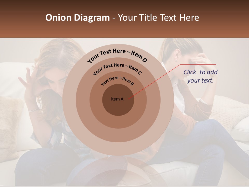 Two Women Sitting On A Couch With Their Hands On Their Head PowerPoint Template