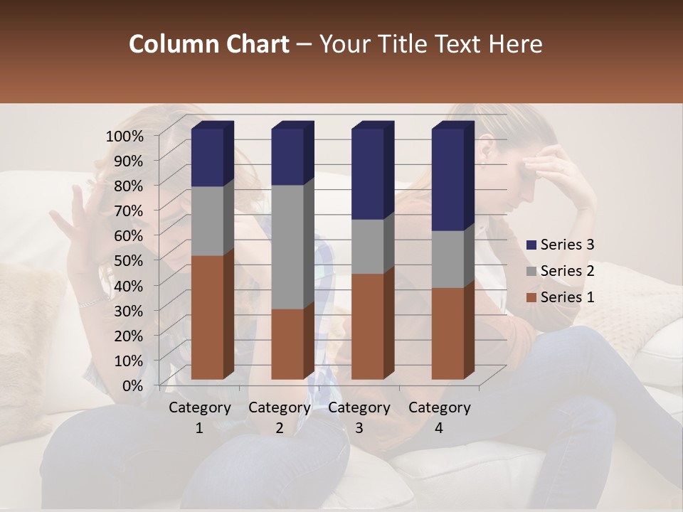 Two Women Sitting On A Couch With Their Hands On Their Head PowerPoint Template