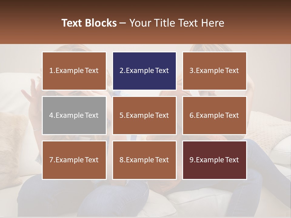 Two Women Sitting On A Couch With Their Hands On Their Head PowerPoint Template