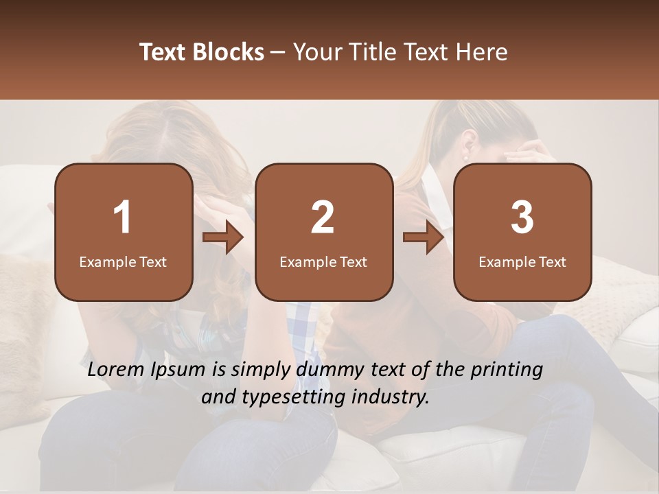Two Women Sitting On A Couch With Their Hands On Their Head PowerPoint Template