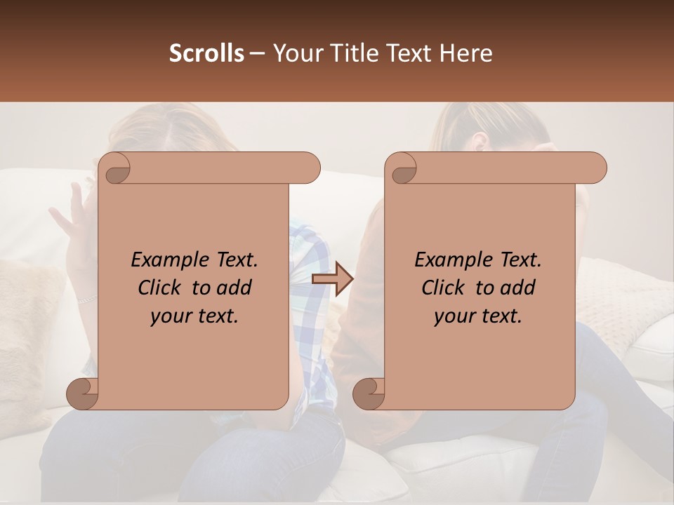 Two Women Sitting On A Couch With Their Hands On Their Head PowerPoint Template