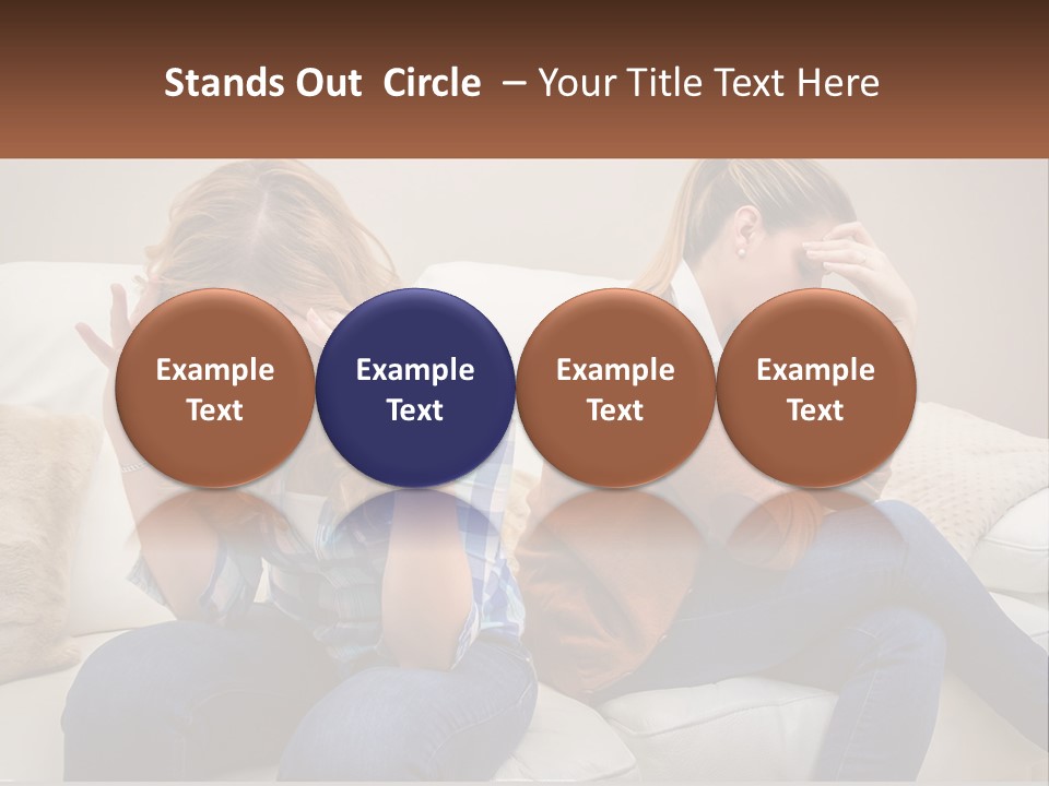 Two Women Sitting On A Couch With Their Hands On Their Head PowerPoint Template