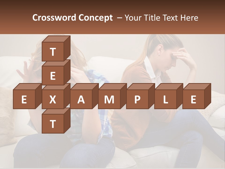 Two Women Sitting On A Couch With Their Hands On Their Head PowerPoint Template