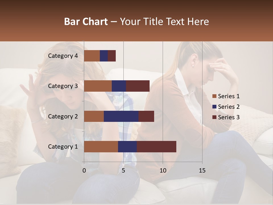 Two Women Sitting On A Couch With Their Hands On Their Head PowerPoint Template