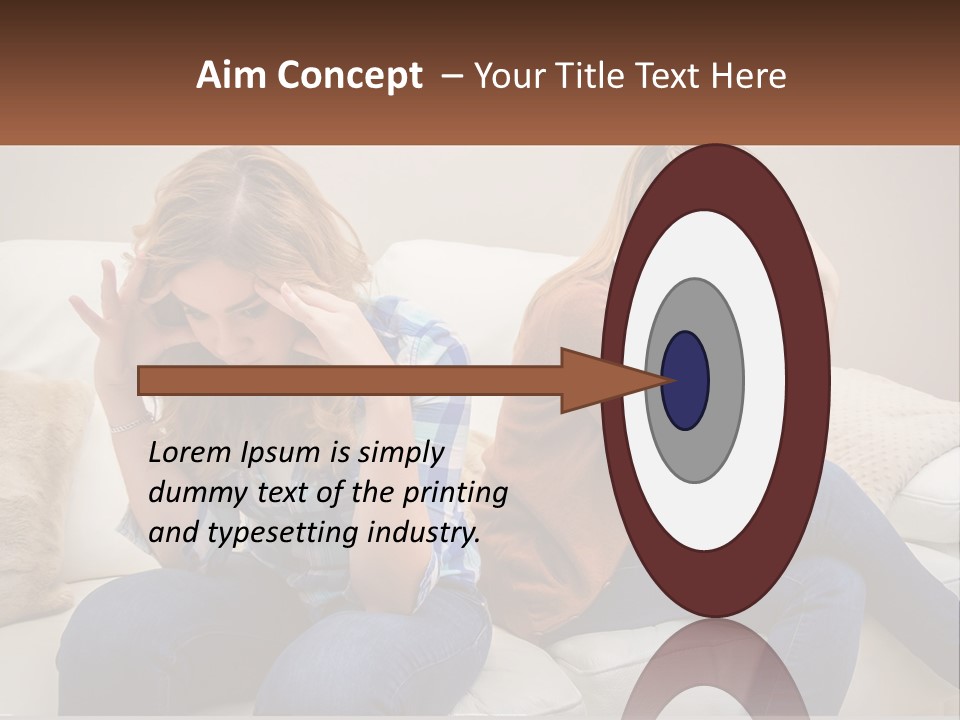 Two Women Sitting On A Couch With Their Hands On Their Head PowerPoint Template