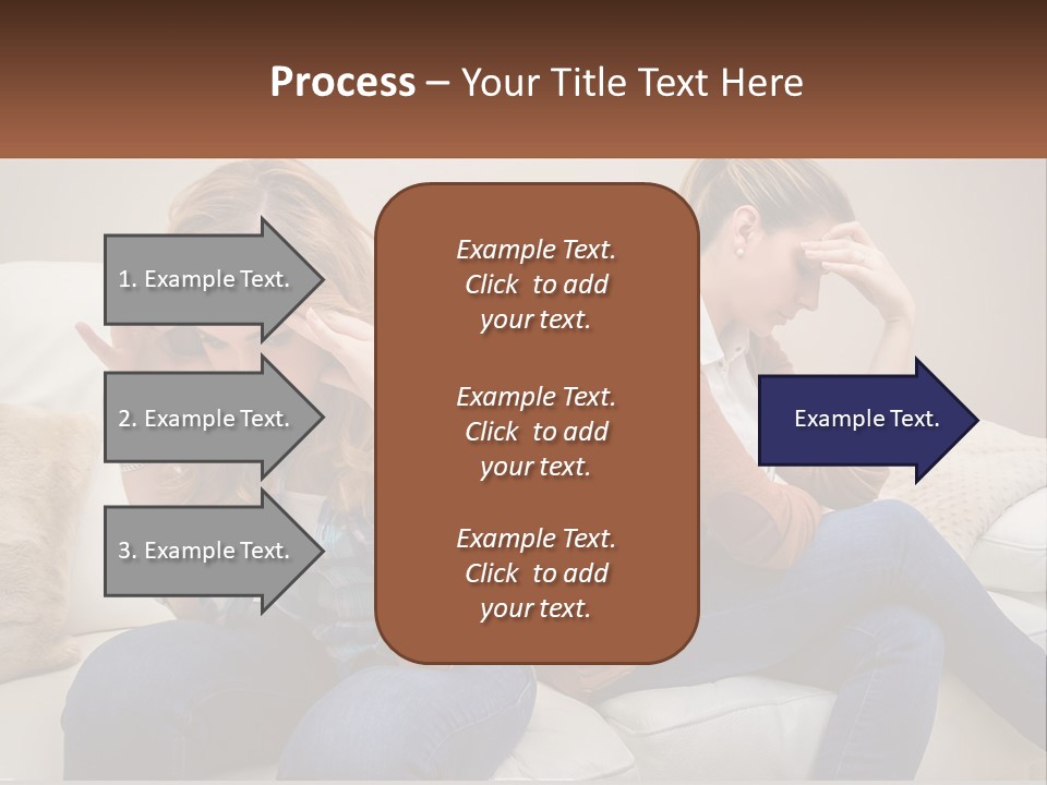Two Women Sitting On A Couch With Their Hands On Their Head PowerPoint Template