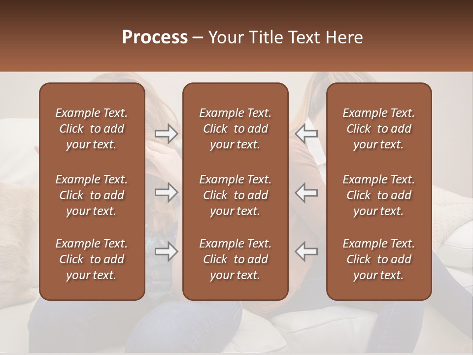 Two Women Sitting On A Couch With Their Hands On Their Head PowerPoint Template