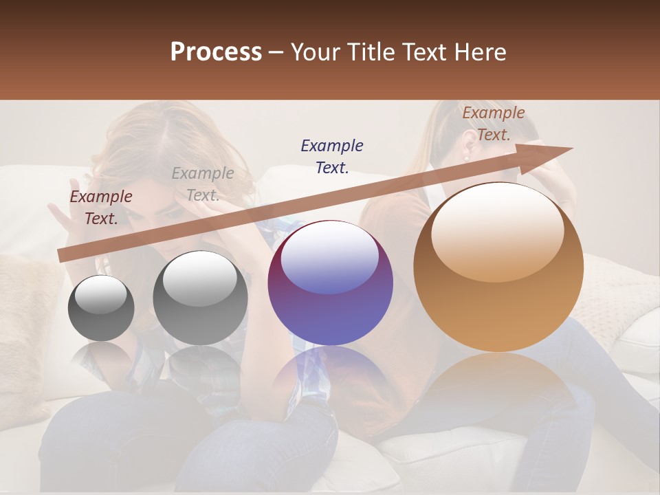 Two Women Sitting On A Couch With Their Hands On Their Head PowerPoint Template