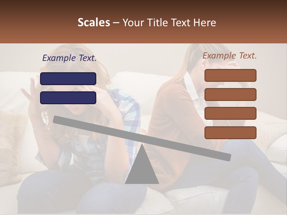 Two Women Sitting On A Couch With Their Hands On Their Head PowerPoint Template