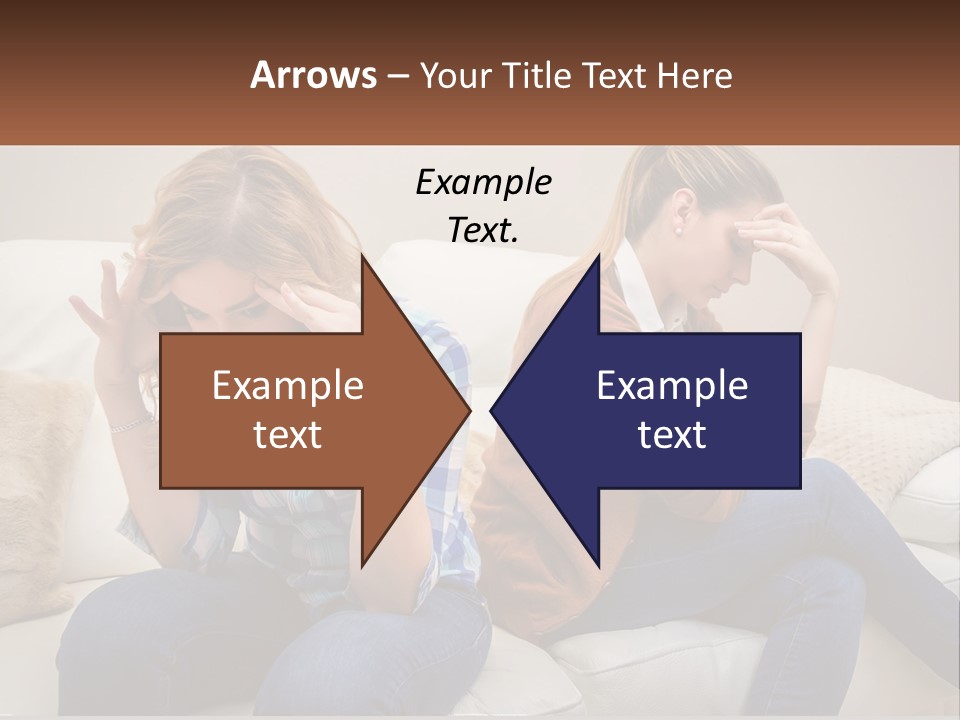 Two Women Sitting On A Couch With Their Hands On Their Head PowerPoint Template