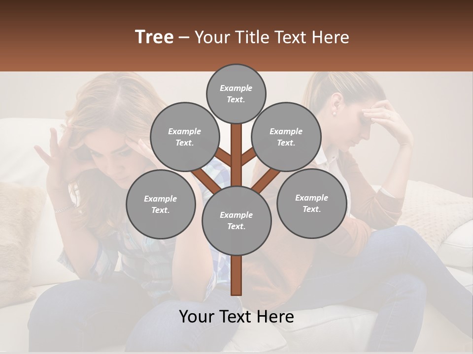 Two Women Sitting On A Couch With Their Hands On Their Head PowerPoint Template