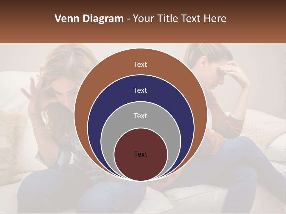 Two Women Sitting On A Couch With Their Hands On Their Head PowerPoint Template