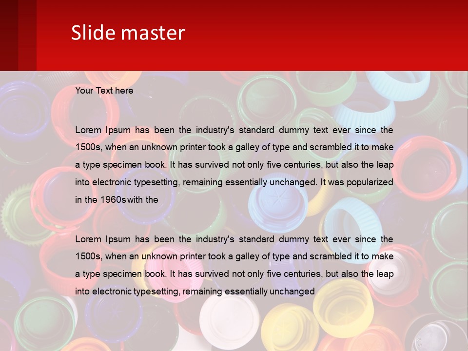 A Large Pile Of Colorful Cups With A Red Background PowerPoint Template
