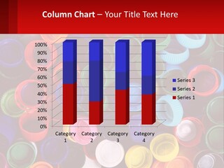 A Large Pile Of Colorful Cups With A Red Background PowerPoint Template