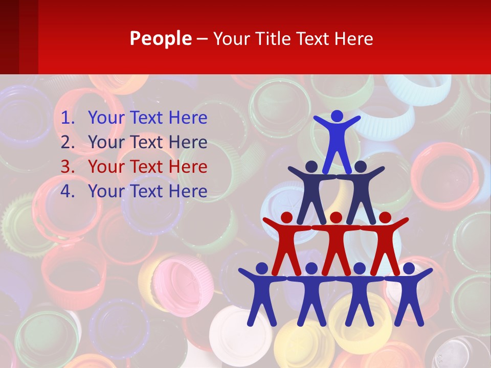 A Large Pile Of Colorful Cups With A Red Background PowerPoint Template