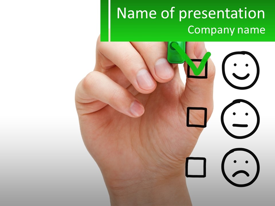 A Hand Writing On A Green Business Card PowerPoint Template