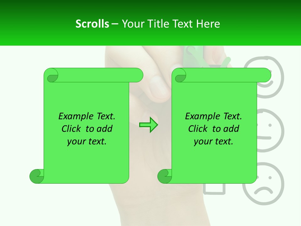 A Hand Writing On A Green Business Card PowerPoint Template