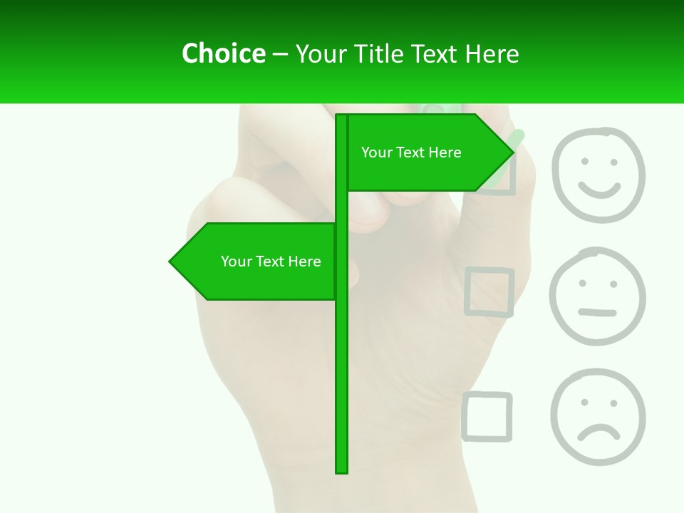 A Hand Writing On A Green Business Card PowerPoint Template