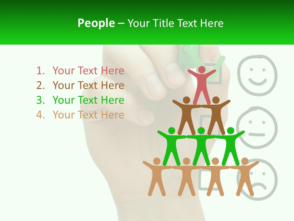 A Hand Writing On A Green Business Card PowerPoint Template