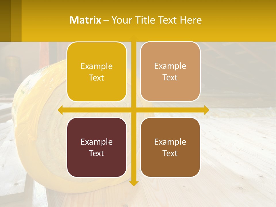 A Yellow Roll Of Insulation In A Attic PowerPoint Template
