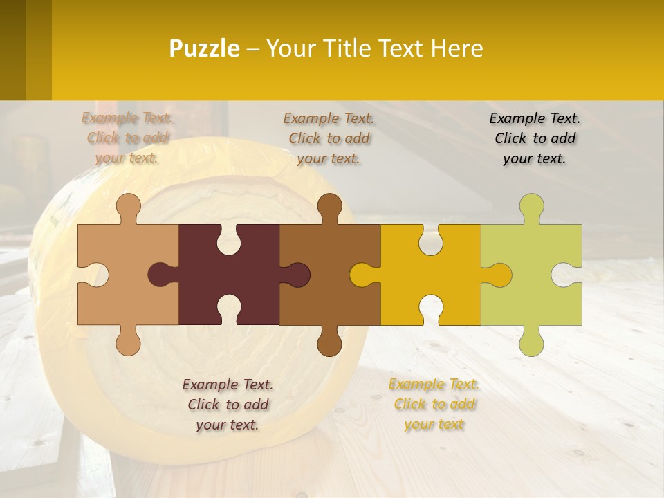 A Yellow Roll Of Insulation In A Attic PowerPoint Template