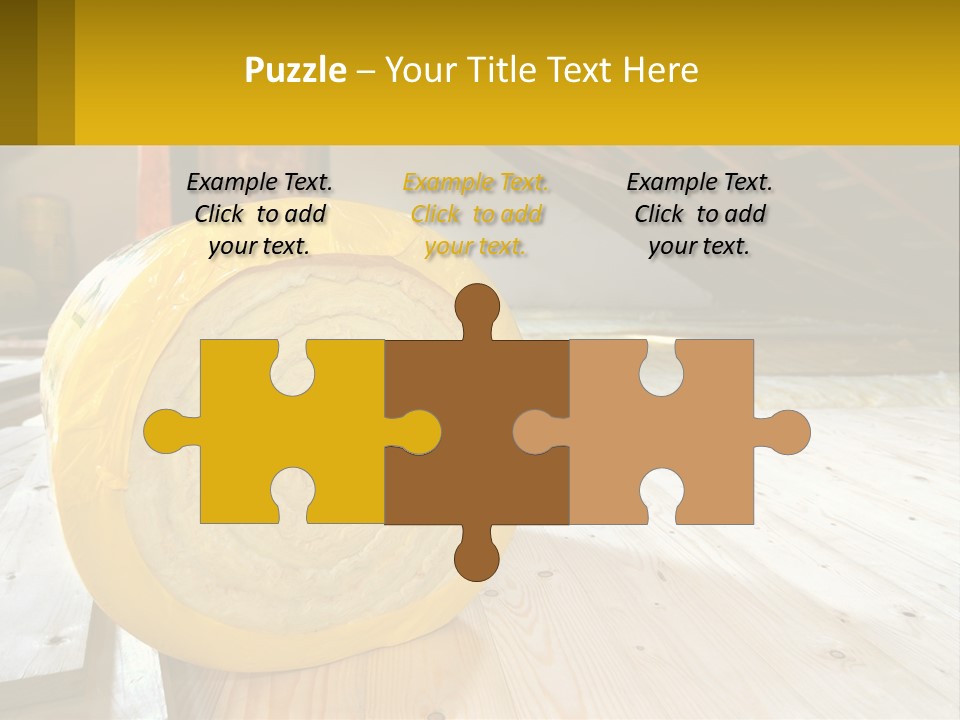 A Yellow Roll Of Insulation In A Attic PowerPoint Template