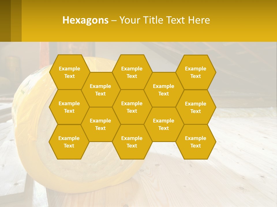 A Yellow Roll Of Insulation In A Attic PowerPoint Template