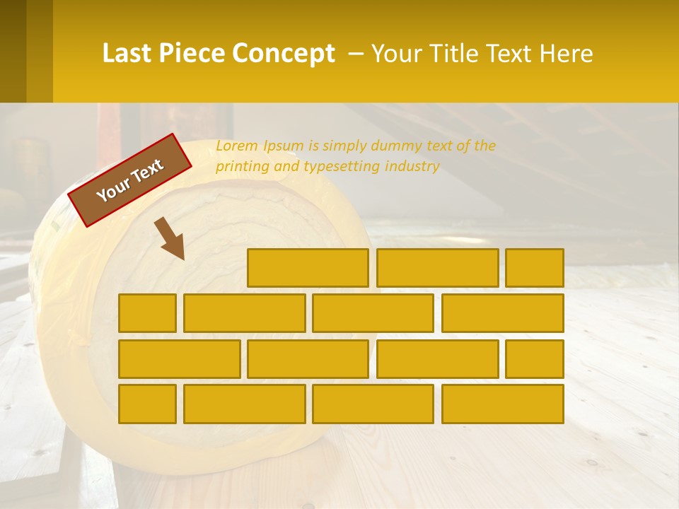 A Yellow Roll Of Insulation In A Attic PowerPoint Template