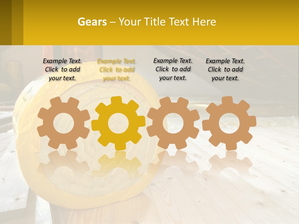 A Yellow Roll Of Insulation In A Attic PowerPoint Template
