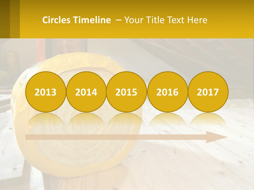 A Yellow Roll Of Insulation In A Attic PowerPoint Template