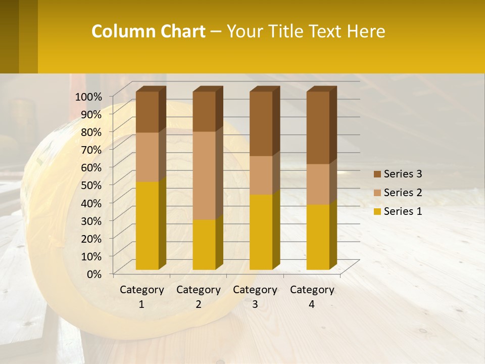 A Yellow Roll Of Insulation In A Attic PowerPoint Template