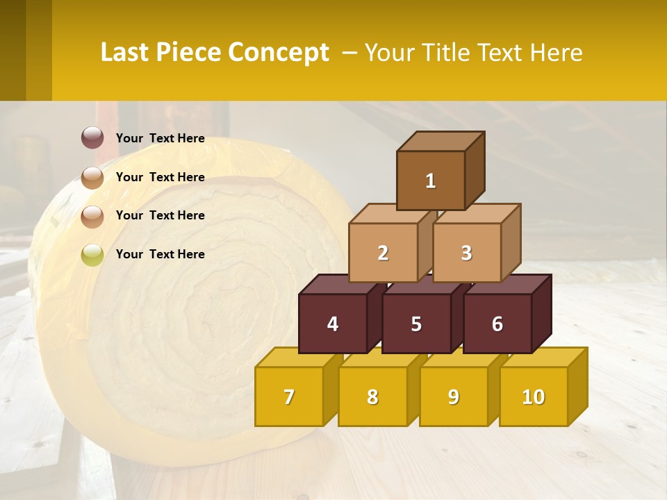 A Yellow Roll Of Insulation In A Attic PowerPoint Template