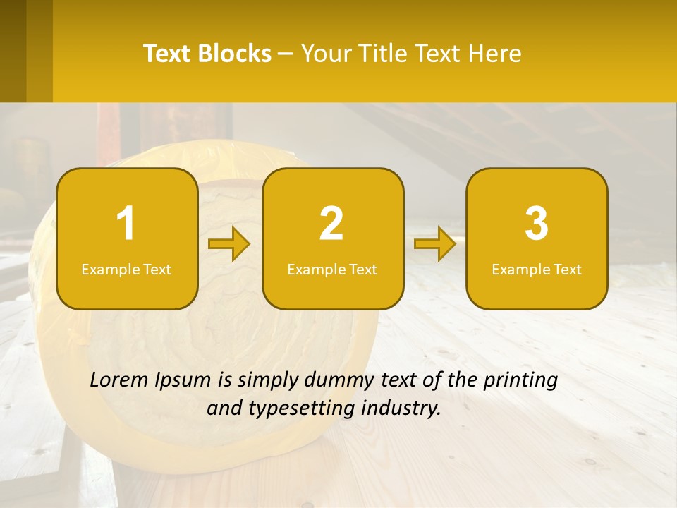 A Yellow Roll Of Insulation In A Attic PowerPoint Template