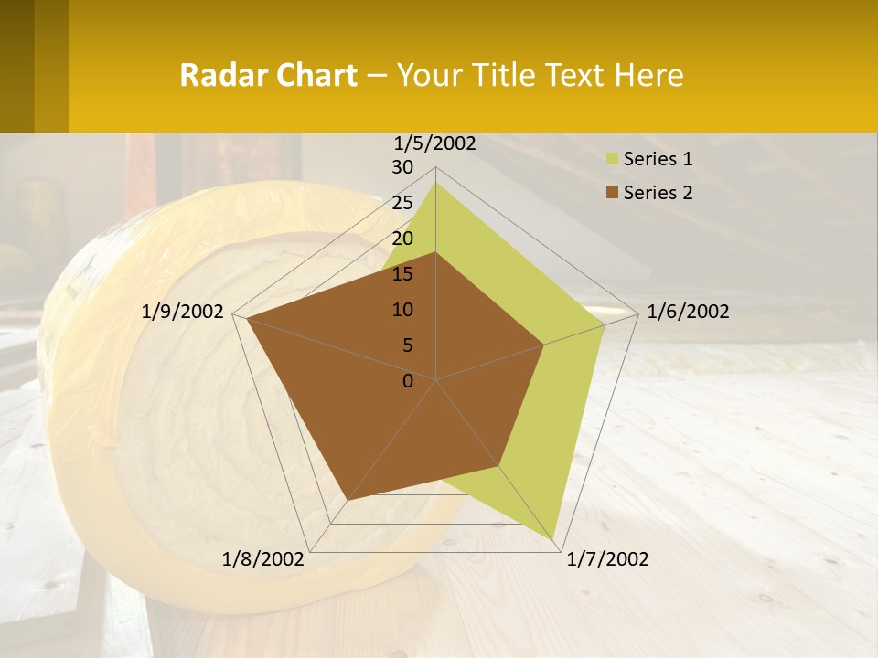 A Yellow Roll Of Insulation In A Attic PowerPoint Template