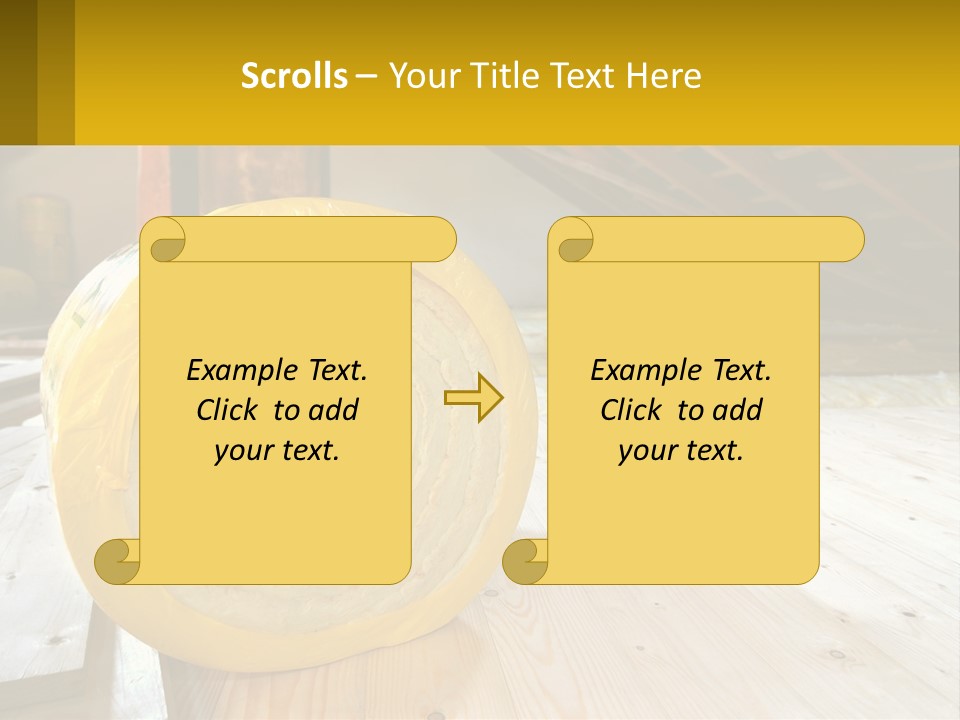 A Yellow Roll Of Insulation In A Attic PowerPoint Template