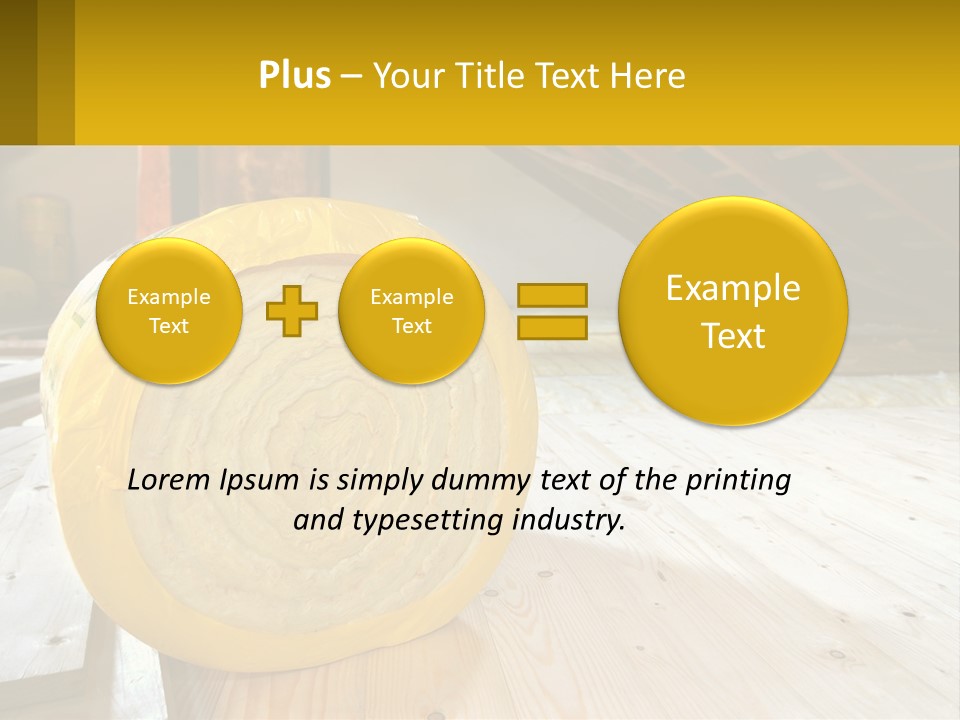 A Yellow Roll Of Insulation In A Attic PowerPoint Template