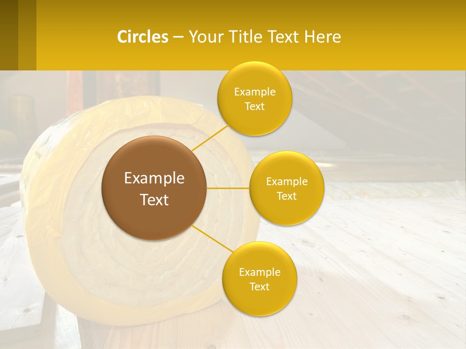 A Yellow Roll Of Insulation In A Attic PowerPoint Template